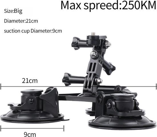 Kleine Zuignap Actiecamerahouder Glazen Houder Zuignap Universeel 1/4 Inch Schroef Zwart