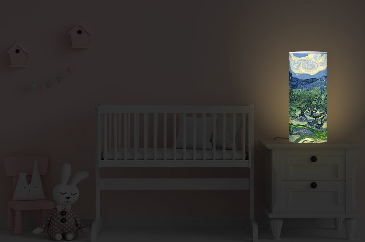 Lamp - Nachtlampje - Tafellamp slaapkamer - De olijfbomen - Vincent van Gogh - 70 cm hoog - Ø29.6 cm - Inclusief LED lamp