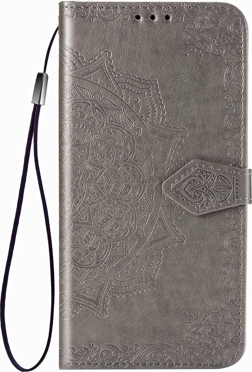 Geschikt voor Samsung Galaxy S20 Bookcase - Grijs - Bloemen - Portemonnee Hoesje