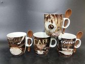 YILTEX – Koffiebekers – Koffiekopjes - Mokken – Set Van 4st – Porselein – 240ml