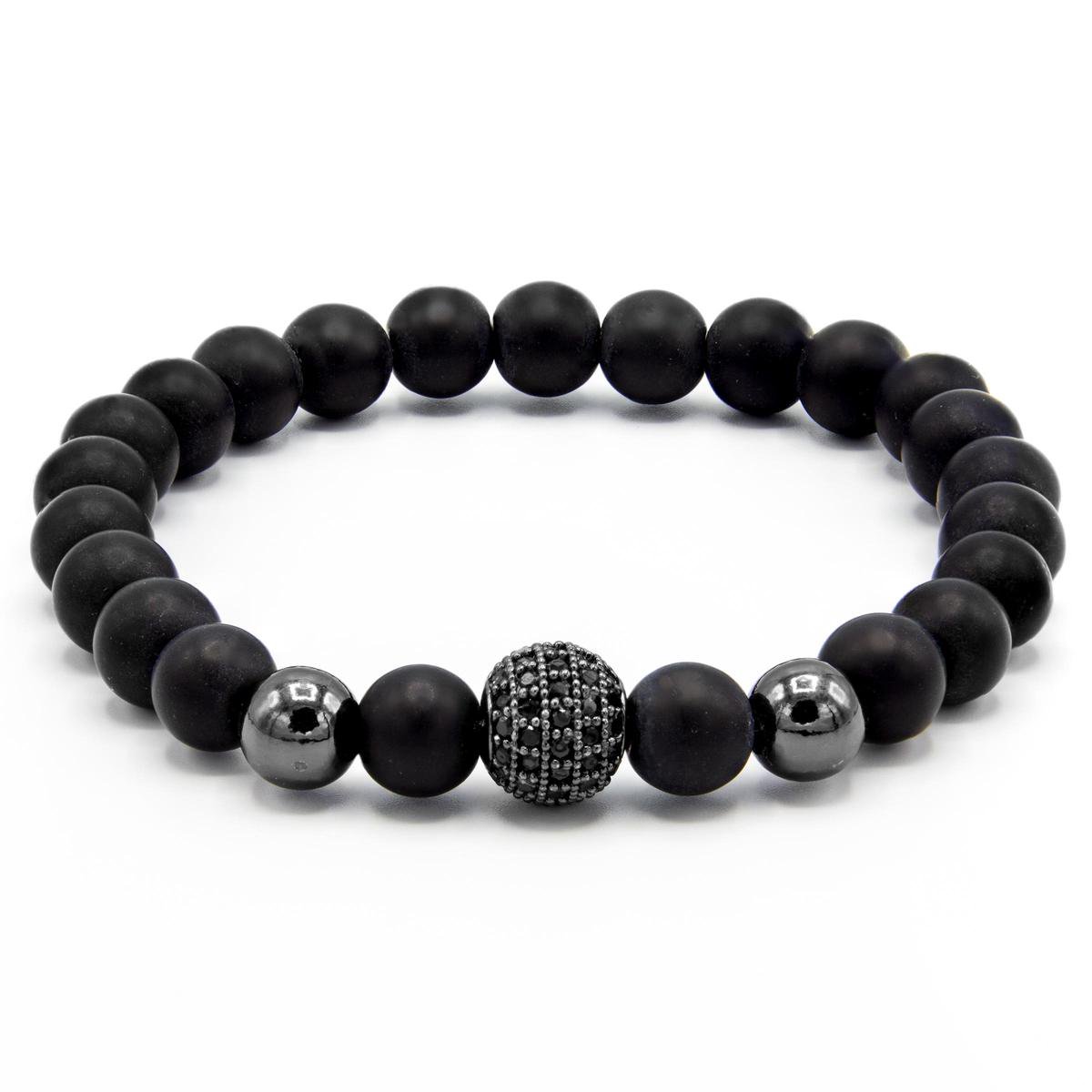 Victorious Natuursteen armband – Heren Armband - Dames Armband – Black Onyx - Zwart – 18cm