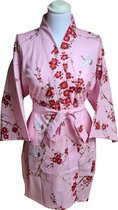 Originele - Japanse - Kimono - Kersenbloesem - Roze - Katoen - Kort - (Maat zie productomschrijving !)
