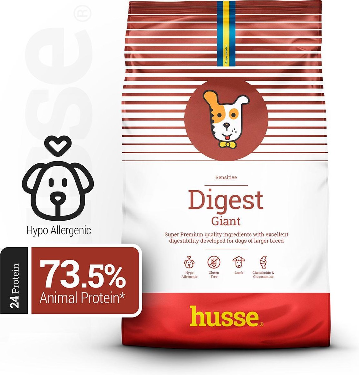 Husse Lam en Rijst Giant - Hypoallergeen Hondenvoer, Hondenvoeding Droog, Hondenbrokken Hypoallergenic - 12,5 kg