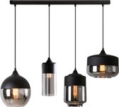 KLIMliving Moorea - Hanglamp eetkamer - Smoke Glas - Industrieel - E27 fitting - Plafondplaat 100cm - Hanglamp Zwart - Glas - Hanglampen Woonkamer - Hanglamp industrieel - Hanglamp