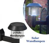 2-Stuks Solar LED Wandlampen in Zwart