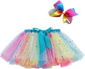 Roze/Blauw/Geel Glitter meisje tutu rok - tule meisjes rok - Happy Glitter kleuren meisjes rok - maat 110/116/122/128 - meisje rokje 5 - 8 jaar
