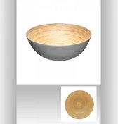 Bamboehouten serveerschaal/saladekom - grijs - 25 cm