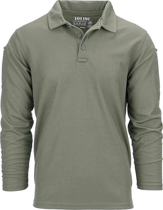 101 INC - Tactical polo Quick Dry long sleeve (kleur: Groen / maat: XXXL)