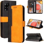 Voor Samsung Galaxy A42 5G Zakelijke Stiksels-Kleur Horizontale Flip PU Lederen Case met Houder & Kaartsleuven & Fotolijst (Oranje)