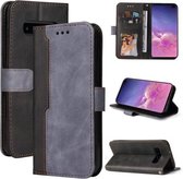 Voor Samsung Galaxy S10+ Zakelijke Stiksels-Kleur Horizontale Flip PU Lederen Case met Houder & Kaartsleuven & Fotolijst (Grijs)