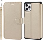 Effen textuur horizontale flip PU lederen tas met houder & kaartsleuven & fotolijst & portemonnee & riem voor iPhone 11 Pro Max (goud)