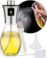 RVS Olijfolie Sprayer Met Accessoires – Cooking spray – Bakspray – Olie Fles Spuit – Olieverstuiver Voor Keuken – 200ml