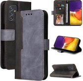 Voor Samsung Galaxy A82 5G Zakelijke Stiksels-Kleur Horizontale Flip PU Lederen Case met Houder & Kaartsleuven & Fotolijst (Grijs)