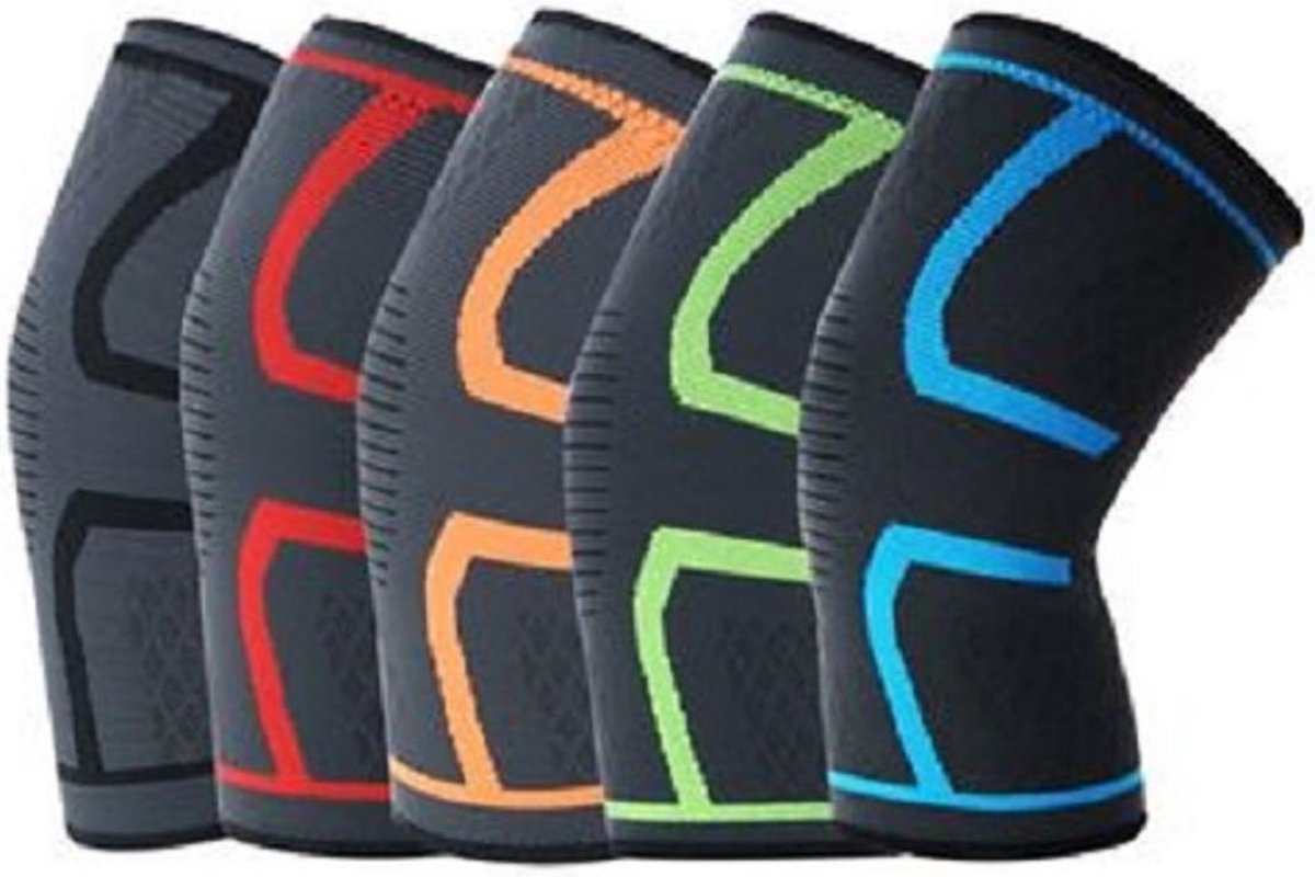 Elastische Knieband Kniebrace - Zwart met groene Rand - Maat L - verkrijgbaar in S/M/L/XL check de maattabel - Strak en Comfortabele steun - Knie compressie - Steun kniebanden - kniebescherming - Elastisch kous voor om je knie - L