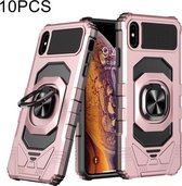 10 PCS Union Armor Magnetic PC + TPU Shockproof Case met 360 Graden Rotatie Ring Houder Voor iPhone XS Max (Rose Gold)