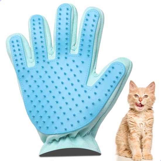Kattenborstel - Kattenkam - Vacht Handschoen - Borstel Kat - Blauw