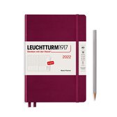 Leuchtturm - Agenda - 2022 - Week planner - 1 week per 2 pagina's met notitie - 12 maanden - A5 - 14,5 x 21 cm - Hardcover - Port Rood