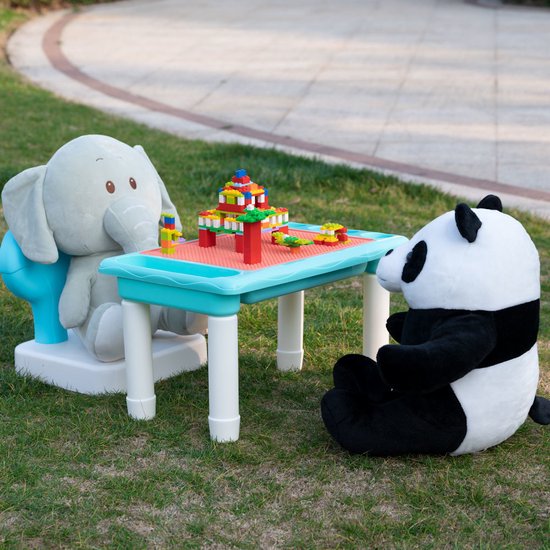 Decopatent® - Kindertafel Bouwtafel - Speeltafel met bouwplaat (Voor Lego® blokken) en vlakke kant - 4 Vakken - Met 316 Bouwstenen