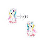 Joy|S - Zilveren pony eenhoorn oorbellen - adorable unicorn - multicolor - t80