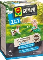 COMPO Gazonmeststof 2 in 1 - meststof met indirecte werking tegen mos - lange werking van 100 dagen - doos 3 kg (40 m²)