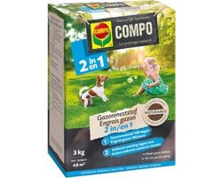 COMPO Gazonmeststof 2 in 1 - meststof met indirecte werking tegen mos - lange werking van 100 dagen - doos 3 kg (40 m²)