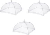 SET VAN 3 STUKS - Vliegenkapje - Wit - 40 cm - barbeque - buiten eten - vliegenbescherming - voedselkapje - insectenbescherming - opvouwbaar - XD-Xtreme