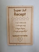 LBM ''super juf recept'' snijplank - 20 x 30 cm - hout