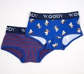 Woody boxer meisjes - ijsbeer - blauw - duopack - 212-1-SHD-Z/064 - maat 152