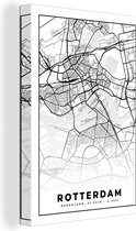 Carte Peinture sur Toile - Rotterdam - Zwart - Wit - 40x60 cm - Décoration murale