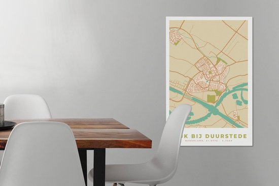 Peintures sur toile - Carte - Wijk bij Duurstede - Vintage - 60x90 cm - Décoration murale