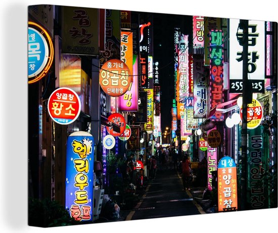 Toile Peinture Assiettes - Corée - Lumière - 60x40 cm - Décoration murale