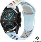 Siliconen Smartwatch bandje - Geschikt voor  Huawei Watch GT sport band - kleurrijk lichtblauw - 46mm - Strap-it Horlogeband / Polsband / Armband