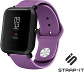 Siliconen Smartwatch bandje - Geschikt voor  Xiaomi Amazfit Bip sport band - paars - Strap-it Horlogeband / Polsband / Armband