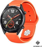 Siliconen Smartwatch bandje - Geschikt voor  Huawei Watch GT sport band - oranje - 42mm - Strap-it Horlogeband / Polsband / Armband