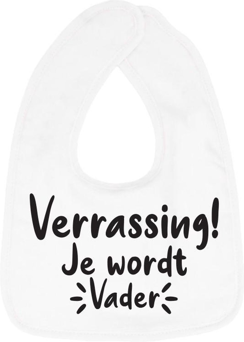 Goedkoopste Hospitrix Slabbetje met Tekst Verrassing Je Wordt Vader! Wit - Cadeau Zwangerschap - Baby Kwijldoek - Kwijllap - Morslap - Bavette - Bekendmaking - Aankondiging - Aanstaande Moeder - Moederdag