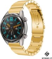 Stalen Smartwatch bandje - Geschikt voor  Huawei Watch GT luxe metalen bandje - goud - 46mm - Strap-it Horlogeband / Polsband / Armband