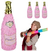 Relaxdays 4 x pinata champagnefles - vrijgezellenfeest - piñata - feestversiering