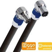 Hirschmann - KOKA-799 Coax aansluitkabel IEC 4G proof - 3m - Zwart - Ziggo & Telenet geschikt