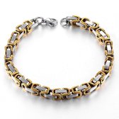 Konings Armband - Zilver / Goud kleurig - 6mm - Enkele Schakel - Byzantijnse Stijl - Armband Heren - Armband Mannen - Sinterklaas Cadeautjes