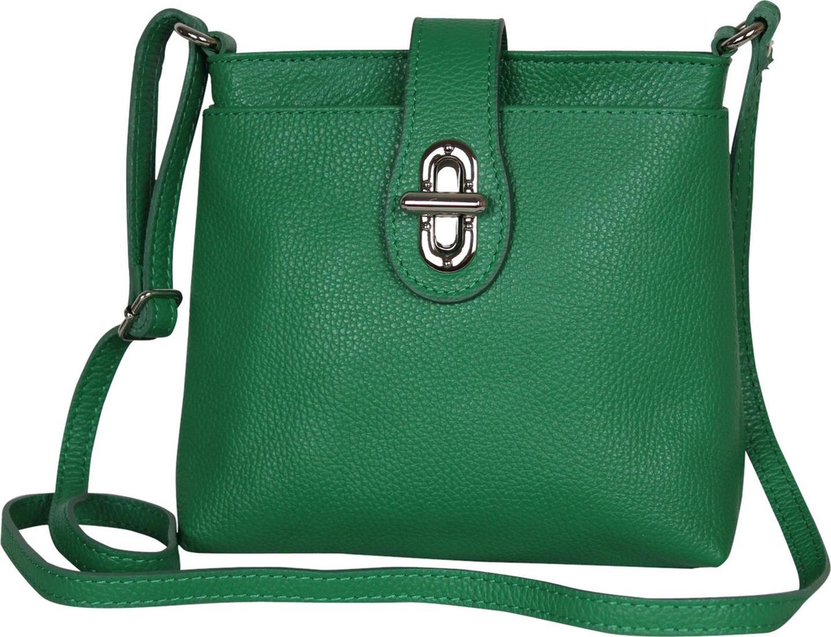 Italiaans echt lederen handtas schoudertas crossbody tas citybag crossover voor vrouwen GL007 Groen