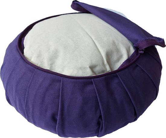 Samarali Purperen Zafu Yoga Kussen - Perfect voor Meditatie, GOTS Katoen, 25x25x17 cm van Samarali — afbeelding 2