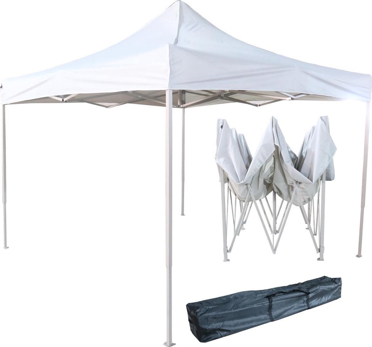 VDD - Partytent - 3 x 3 m - Easy Up Opvouwbaar - Waterdicht - Paviljoen - Inklapbare Tent met Draagtas - Partytent voor Tuin, Feest & Evenementen - Camping - Snelle Opzet - Wit