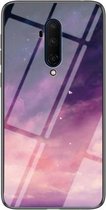 Voor OnePlus 7T Pro Sterrenhemel Geschilderd Gehard Glas TPU Schokbestendig Beschermhoes (Dream Sky)