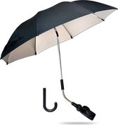 Kinderwagenparasol, universele parasol 74cm diameter, UV-gecoat voor UV-bescherming, beoordeeld met UV 50+. Zowel de paraplubotten als de standaard kunnen 360 graden worden gedraai