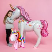 Unicorn Ballon XL 116cm + Kleine Eenhoorn 58cm Inclusief Opblaasrietje |Grote opblaasbare Paard Luxe Thema Party | Feestpakket Princess Prinses 3D Ballonnen | Verjaardag versiering