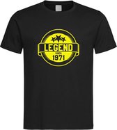 Zwart T-Shirt met “ Legend sinds 1971 “ print Geel  Size M