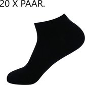20 paar enkelsokken - zwart - Heren - Dames  43 - 46 - Jaarbundel.