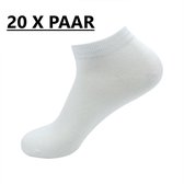 20 paar enkelsokken WIT - Heren - Dames  43 - 46 - Jaarbundel.