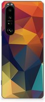 Siliconen Back Cover Sony Xperia 1 III Doorzichtig Hoesje Polygon Color