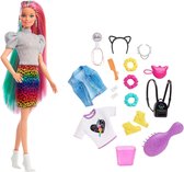 Barbie Leopard Rainbow Hair Doll - Barbiepop - Regenbooghaar - Lang haar - Panterprint - Regenboog